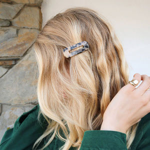 Acetate Marbled Resin Hair Clip Tortie Cream Black